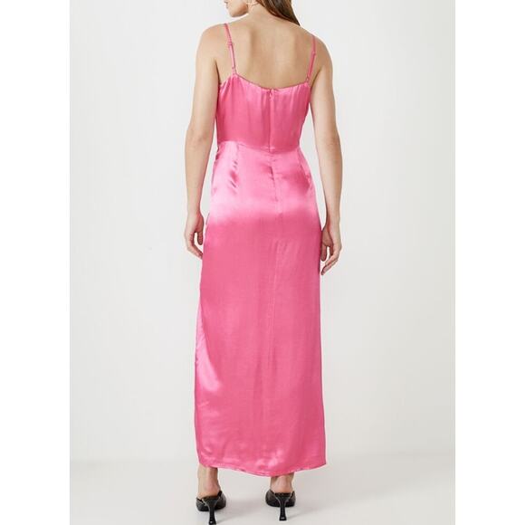 BARDOT Women's Zadie Midi Dress XS US 4 Raspberry Pink Satin Ruched NWT - Picture 4 of 16